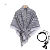 Arab Shemagh Muslim Keffiyeh Head Wrap Tactical Desert Head Neck Scarf Military Shawl Arabic Scarf Headwear with Agal Rope - Lena & Miles Exquisite Boutique LLC.