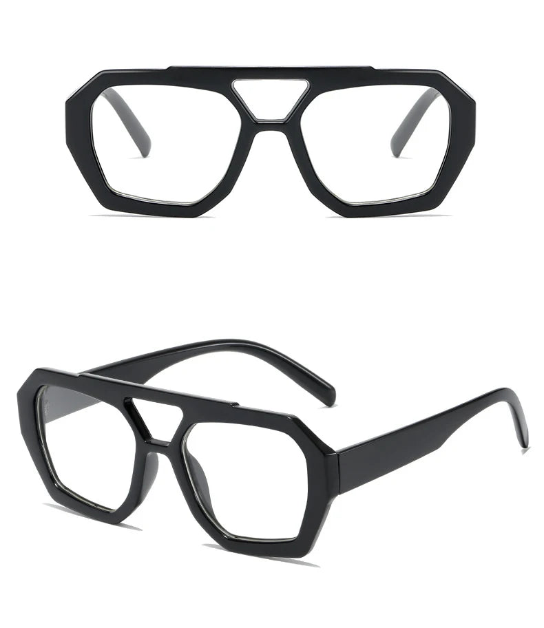 Vintage Square Sunglasses for Women Men Thickuble Bridges Eyewear Female Fashion Chic Polygon Sun Glasses Leopard Blue - Lena & Miles Exquisite Boutique LLC.