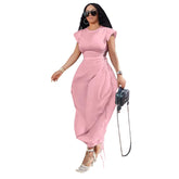 CMYAYA Loose DrawString Women O-neck Sleeve - Lena & Miles Exquisite Boutique LLC.