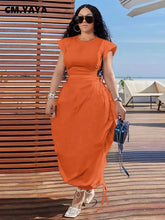 CMYAYA Loose DrawString Women O-neck Sleeve - Lena & Miles Exquisite Boutique LLC.