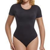GUUDIA Short Sleeve Open Crotch Big U Neck Seamless Shapers Spandex Elastic Body Suit Shapewear Women Body Shaper Tummy Control - Lena & Miles Exquisite Boutique LLC.