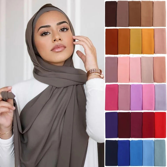 Muslim Chiffon Hijab Scarf Women Long Solid - Lena & Miles Exquisite Boutique LLC.