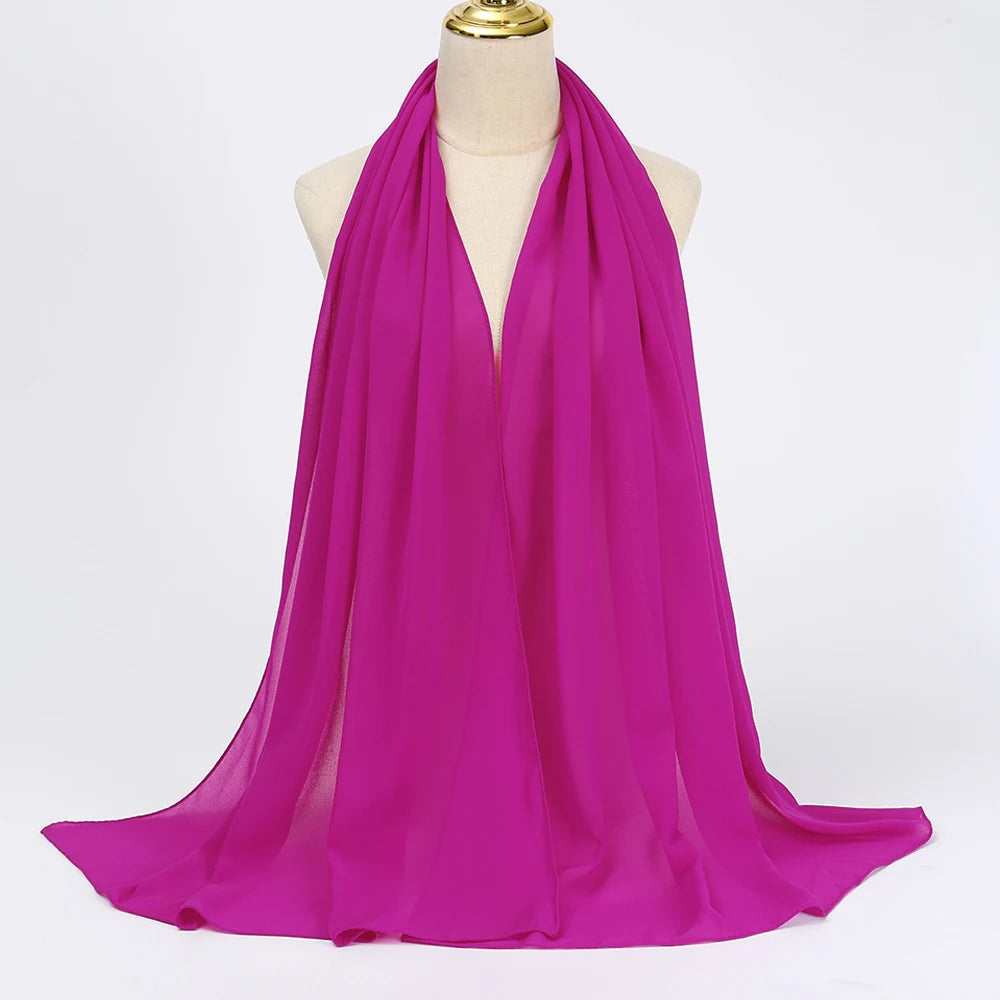 Muslim Chiffon Hijab Scarf Women Long Solid - Lena & Miles Exquisite Boutique LLC.