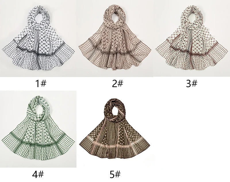 Hot Arab Chiffon Scarf Women Muslim Hijab Islamic Scarves Shawl Printed Arab Long Prayer Scarf Breathable Uae Plaid Long Scarf - Lena & Miles Exquisite Boutique LLC.