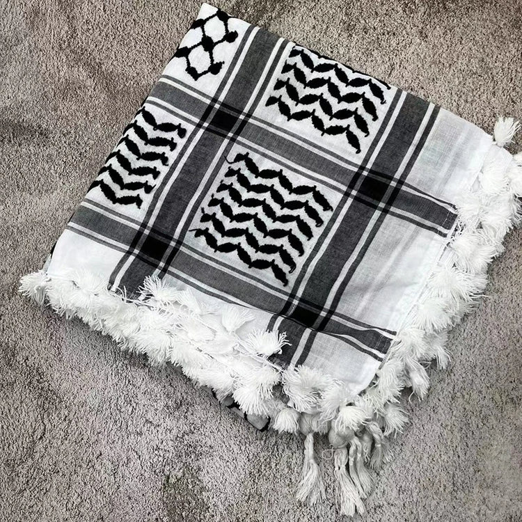 Hunting Arab Keffiyeh Shemagh Scarf Cotton Winter Shawl Neck Warmer Cover Head Wrap Windproof Outdoor Camping Scarf Men Women - Lena & Miles Exquisite Boutique LLC.