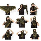 New 125x125cm Tassel Arabic Turban Square Scarf ArafatPalestinian Three-color Patchwork Knit Embroidered 49inch Square Scarf - Lena & Miles Exquisite Boutique LLC.