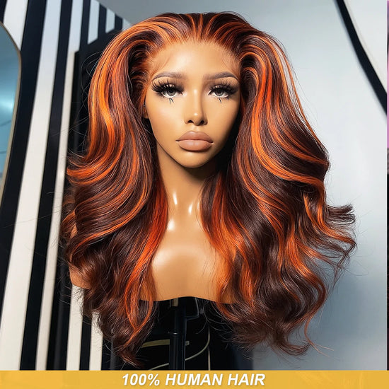 P4/350 Ombre human hair wigs 5x5 Lace Front Wig human hair wigs glueless wig Blonde Highlight Wig Body Wave Wigs Of Colors