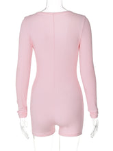 Dulzura Skinny Long Sleeve Playsuits Solid Bodycon Jumpsuits Rompers Evening Party Club Holiday Workout Sport Women Clothes Y2K - Lena & Miles Exquisite Boutique LLC.