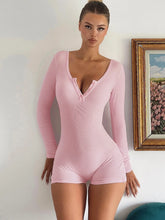 Dulzura Skinny Long Sleeve Playsuits Solid Bodycon Jumpsuits Rompers Evening Party Club Holiday Workout Sport Women Clothes Y2K - Lena & Miles Exquisite Boutique LLC.