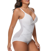 Women Tummy Control Body Shaper Mesh Slimming Waist Briefs Bodysuit V Neck Body Shaper Butt Lifter Smooth Body with Built in Bra - Lena & Miles Exquisite Boutique LLC.