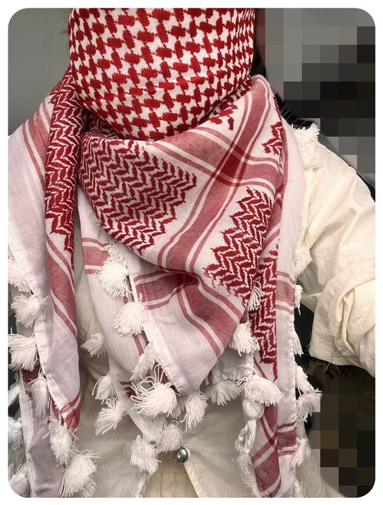 Hunting Arab Keffiyeh Shemagh Scarf Cotton Winter Shawl Neck Warmer Cover Head Wrap Windproof Outdoor Camping Scarf Men Women - Lena & Miles Exquisite Boutique LLC.