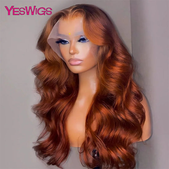 Reddish Brown 13x6 Lace Frontal Wig Body Wave Brazilian Glueless Wig 30 Inch Colored Lace Front Wigs 100% Human Hair Pre Plucked