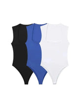 TRZA-Skinny Bodysuits for Women, Sexy Fashion, Square Neck, Sleeveless, Snap-Button, Female Playsuits, Mujer - Lena & Miles Exquisite Boutique LLC.