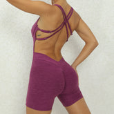 V Back One-Piece Suit Scrunch Sports Jumpsuit Women Gym Rompers Female Quick-Drying Yoga Clothing Fitness Sexy Bodysuits Women - Lena & Miles Exquisite Boutique LLC.