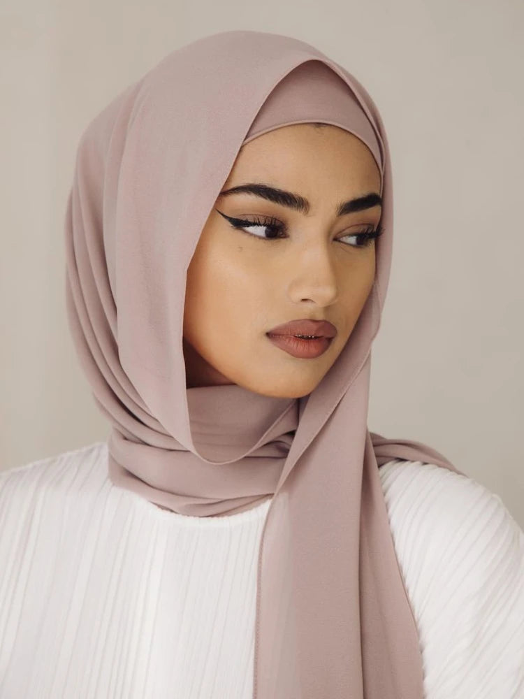 2 Piece Set Chiffon Hijab Matching Undercap - Lena & Miles Exquisite Boutique LLC.