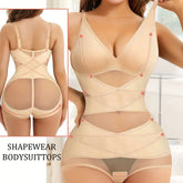 Women Tummy Control Body Shaper Mesh Slimming Waist Briefs Bodysuit V Neck Body Shaper Butt Lifter Smooth Body with Built in Bra - Lena & Miles Exquisite Boutique LLC.
