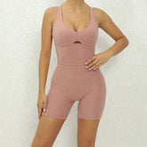 V Back One-Piece Suit Scrunch Sports Jumpsuit Women Gym Rompers Female Quick-Drying Yoga Clothing Fitness Sexy Bodysuits Women - Lena & Miles Exquisite Boutique LLC.