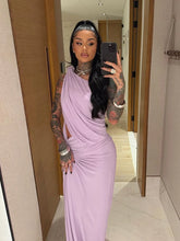 kliou Asymmetrical Incline Shoulder Women Dress High Street Concise Unique Tied Pleated Sleeveless Maxi Bodycon Mujer Party Robe - Lena & Miles Exquisite Boutique LLC.