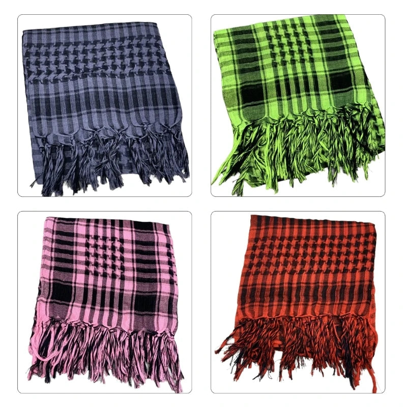 Classical Headwrap Shemagh Scarf for Sun Protections Arab Keffiyeh Headscarf Arabian Dubai Headcover Ethnic Hijab Shawl - Lena & Miles Exquisite Boutique LLC.