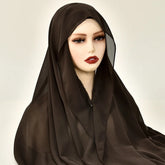 Chiffon Instant Hijab With Bulit-in Magnets Muslim Woman Hijab Solid Color Easy To Wear Shawl Wrap With Undercap Famme Headscarf - Lena & Miles Exquisite Boutique LLC.