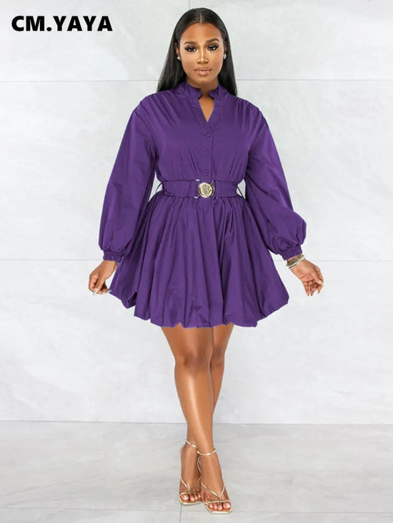 CM.YAYA Long Sleeve with Belt Single Breasted - Lena & Miles Exquisite Boutique LLC.