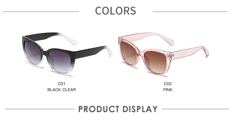 Retro Fashion Cat Eye Sunglasses Women Brand Sun Glasses Gradient Lens Simple Wide Leg Design Unisex Cateye Female Shades UV400 - Lena & Miles Exquisite Boutique LLC.