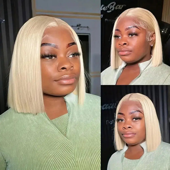 Women Boboo Wigs Short Ombre Blonde Bob Wig For Women Daily Party Natural Synthetic Middle Part Wig Heat Resistant Straight Wigs