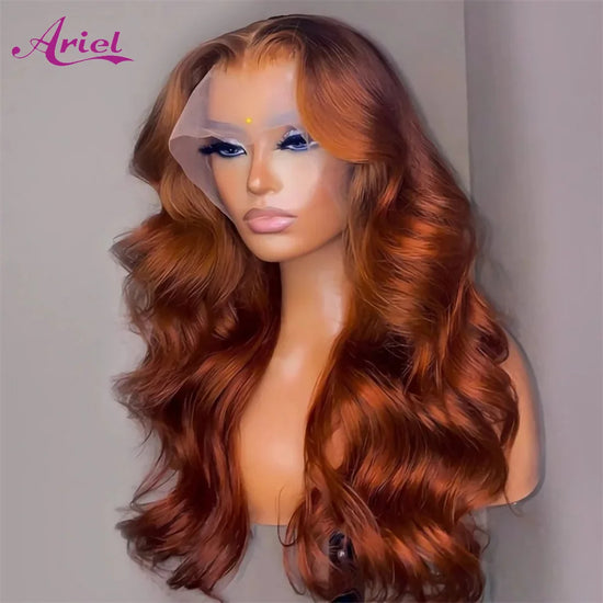 Reddish Brown Human Hair Wig Body Wave 13X6 Lace Frontal Wig Vietnamese Colored Human Hair Wigs Glueless Lace Front Wig Wear Go