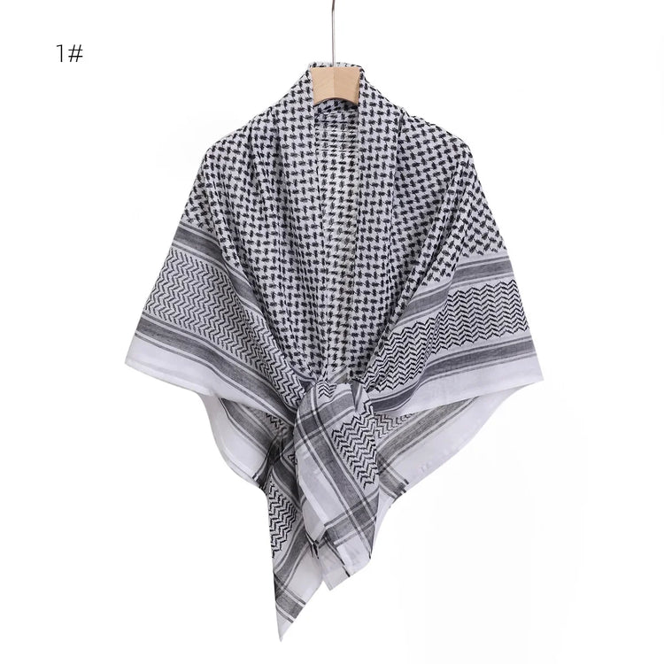 Arab Shemagh Muslim Keffiyeh Head Wrap Tactical Desert Head Neck Scarf Military Shawl Arabic Scarf Headwear with Agal Rope - Lena & Miles Exquisite Boutique LLC.