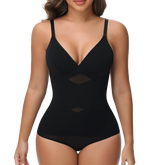 Women Tummy Control Body Shaper Mesh Slimming Waist Briefs Bodysuit V Neck Body Shaper Butt Lifter Smooth Body with Built in Bra - Lena & Miles Exquisite Boutique LLC.