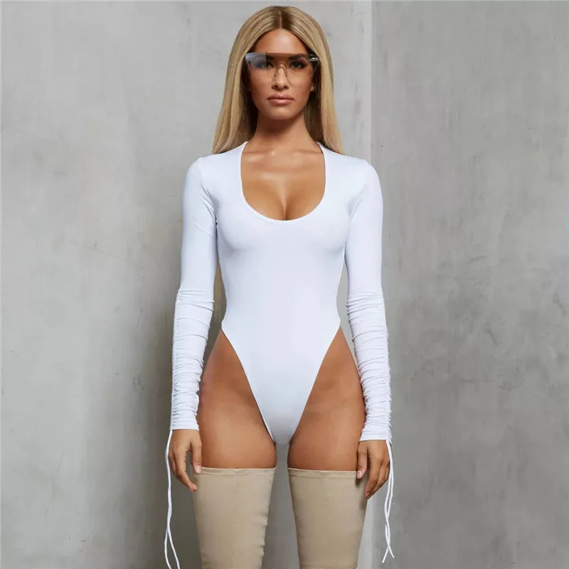 2024 Fashion Bodysuit Spring Autumn Vintage Elegant Women Long Sleeve Bodysuit Body Youthful Woman Top Women&