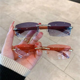 Trendy Punk Sunglasses Rimless Rectangle Sun - Lena & Miles Exquisite Boutique LLC.