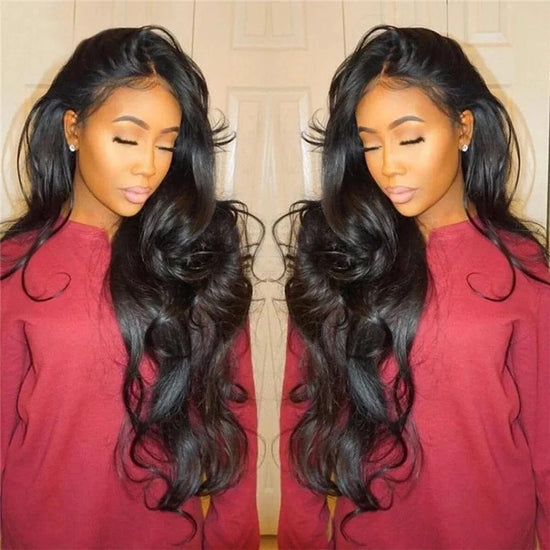 13x4 HD Transparent Brazilian Body Wave Human Hair Wigs Pre Plucked Hairline Lace Front Wig With Tiny Knots Natural Black