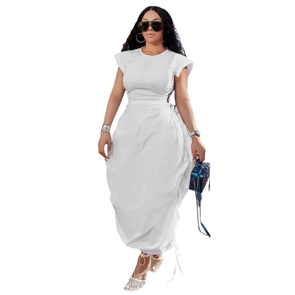 CMYAYA Loose DrawString Women O-neck Sleeve - Lena & Miles Exquisite Boutique LLC.