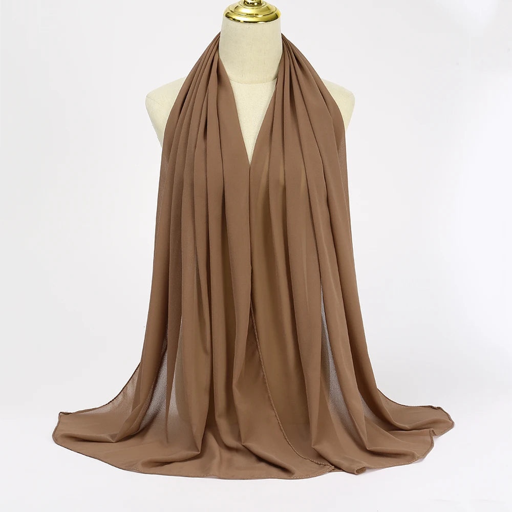 Ramadan Muslim Chiffon Hijabs For Woman Plain - Lena & Miles Exquisite Boutique LLC.