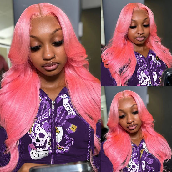 Pink Wig Body Wave Human Hair Wigs 13X6 Hd Lace Frontal Wig 30 32 Inch 13X4 Lace Front Wigs 250 Density Brazilian Hair For Women