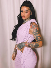 kliou Asymmetrical Incline Shoulder Women Dress High Street Concise Unique Tied Pleated Sleeveless Maxi Bodycon Mujer Party Robe - Lena & Miles Exquisite Boutique LLC.