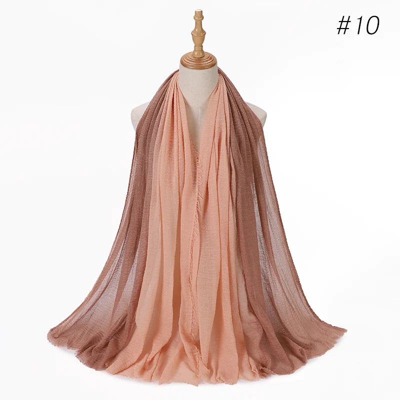 Two Color Crinkle Gradient Color Hijab Tie - Lena & Miles Exquisite Boutique LLC.