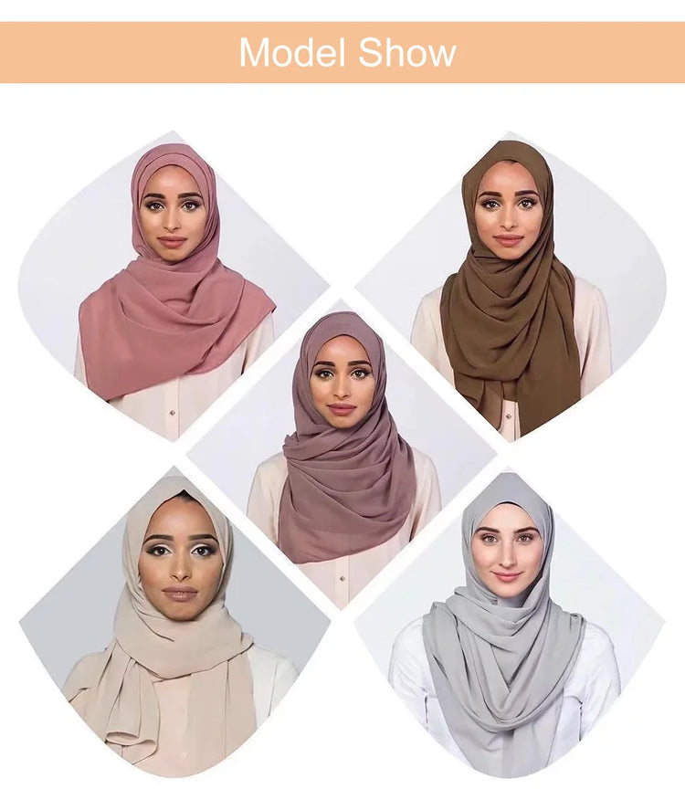 Muslim Chiffon Hijab Scarf Women Long Solid - Lena & Miles Exquisite Boutique LLC.