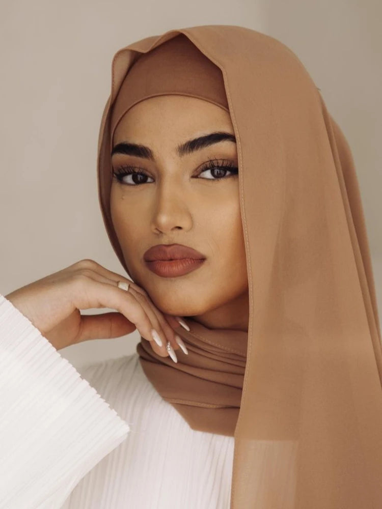 2 Piece Set Chiffon Hijab Matching Undercap - Lena & Miles Exquisite Boutique LLC.