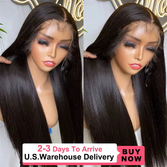 30 40 Inch Straight Human Hair Wig 13x6 HD Transparant Lace Frontal Wigs 250 Density Brazilian Remy Pre Plucked Human Hair Wig