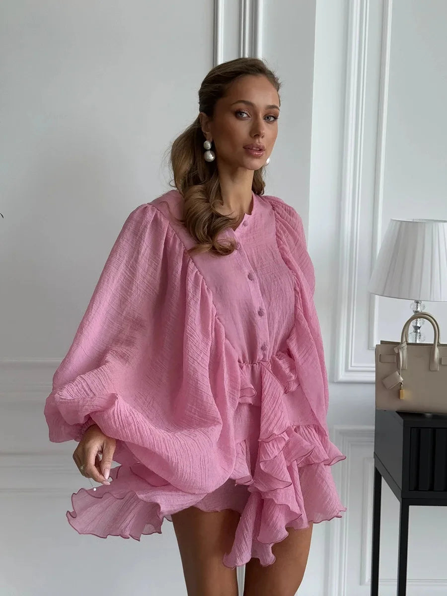 Tornova Fashion Ruffled Mini Dress - Lena & Miles Exquisite Boutique LLC.