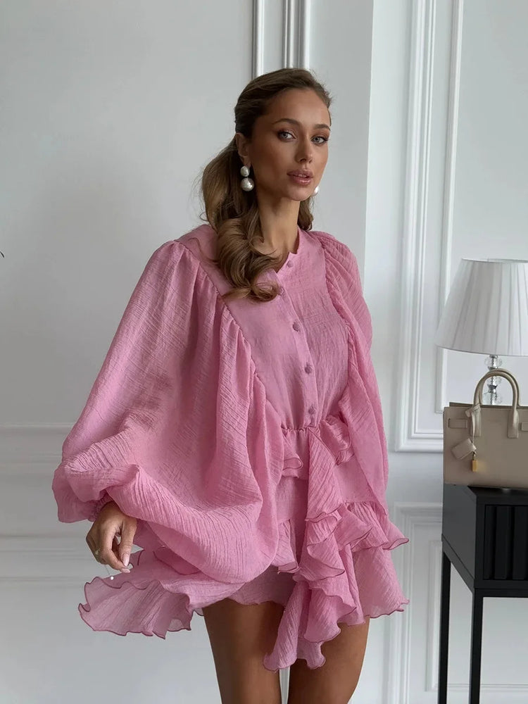 Tornova Fashion Ruffled Mini Dress - Lena & Miles Exquisite Boutique LLC.