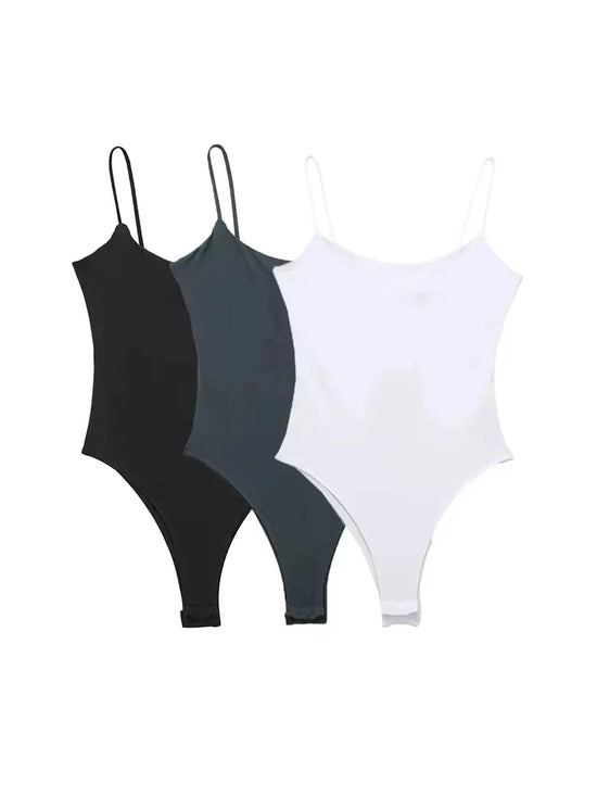 TRZA-Skinny Bodysuits for Women, Backless, Thin Straps, Snap-button, Female Playsuits, Sexy Fashion - Lena & Miles Exquisite Boutique LLC.