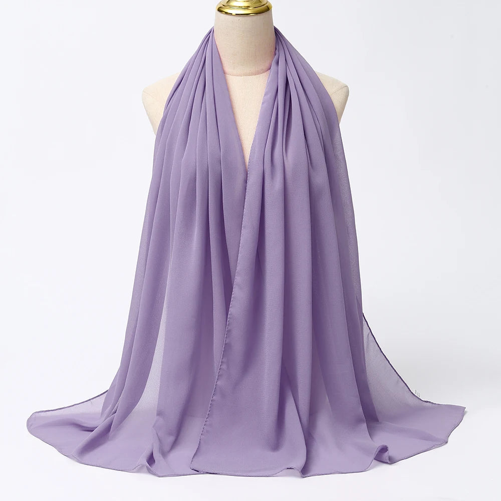 Muslim Chiffon Hijab Scarf Women Long Solid - Lena & Miles Exquisite Boutique LLC.