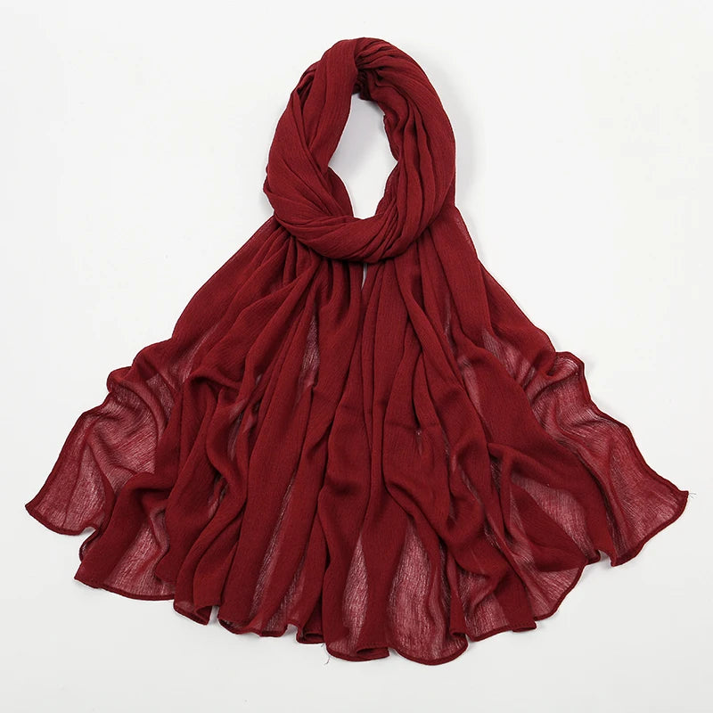 New Arrival Crinkle Rayon Hijab Women Muslim Scarf Shawls Solid Headscarf Wraps Big Size Plain Islamic Turban Headbands Foulard - Lena & Miles Exquisite Boutique LLC.