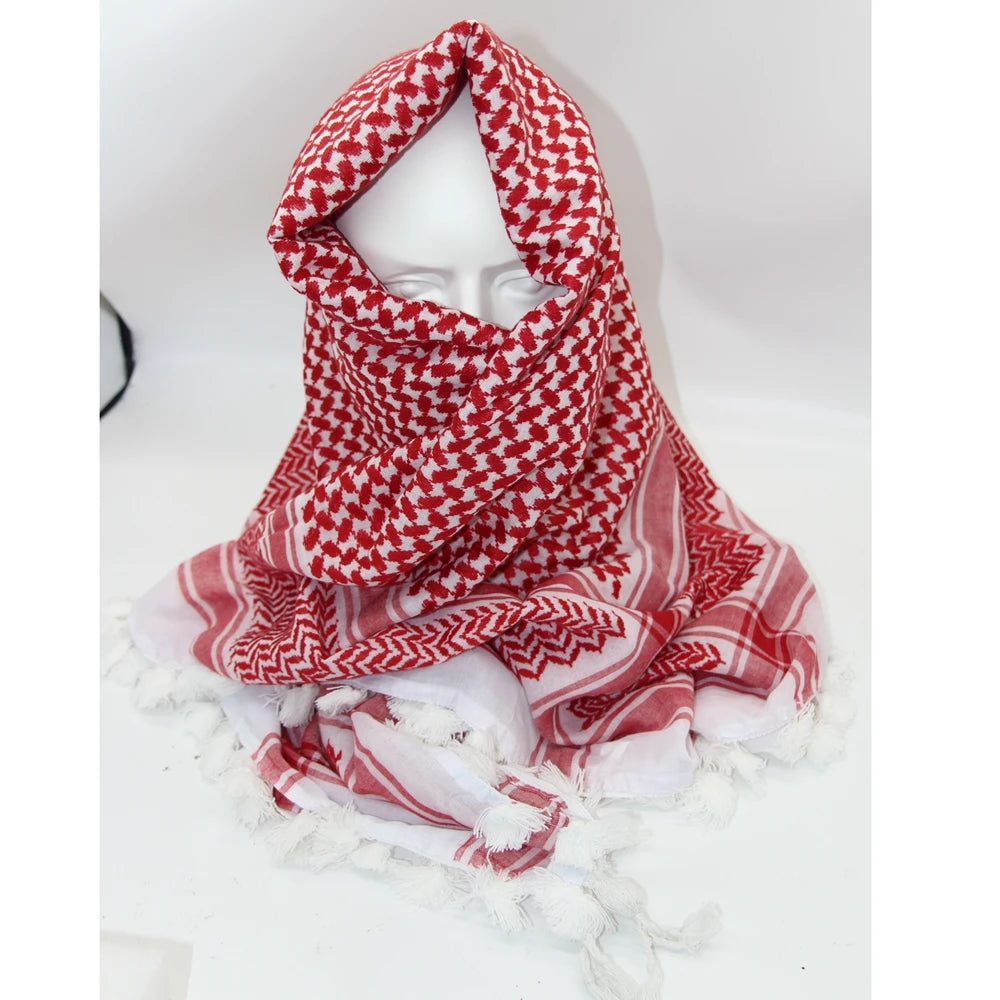 Hunting Arab Keffiyeh Shemagh Scarf Cotton Winter Shawl Neck Warmer Cover Head Wrap Windproof Outdoor Camping Scarf Men Women - Lena & Miles Exquisite Boutique LLC.