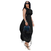 CMYAYA Loose DrawString Women O-neck Sleeve - Lena & Miles Exquisite Boutique LLC.