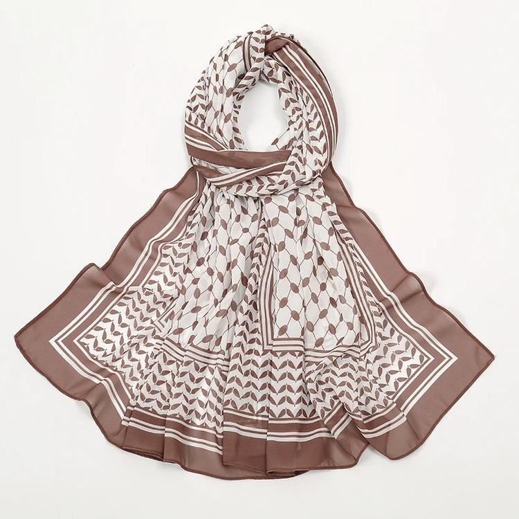 Hot Arab Chiffon Scarf Women Muslim Hijab Islamic Scarves Shawl Printed Arab Long Prayer Scarf Breathable Uae Plaid Long Scarf - Lena & Miles Exquisite Boutique LLC.