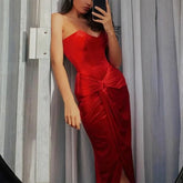 Tuularose Sexy Backless Red Dress Women&